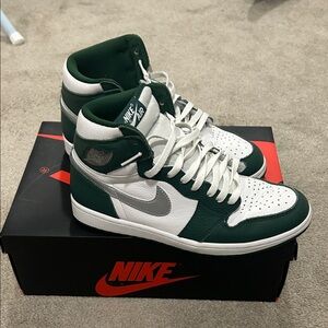 Nike Air Jordan 1 High Green White Silver Sneakers
